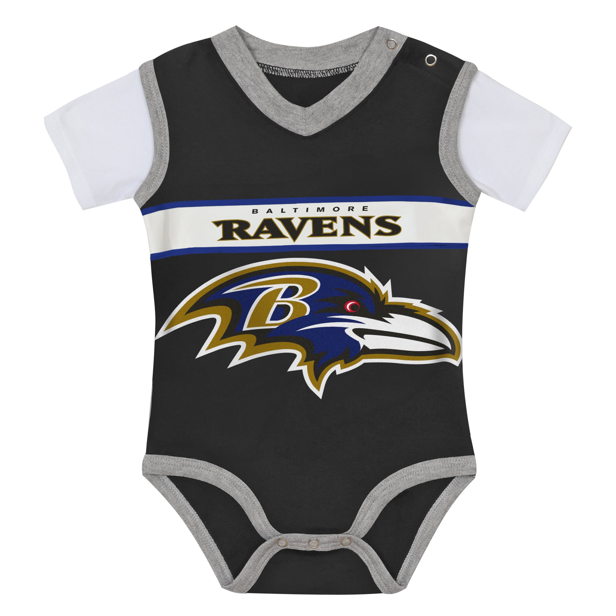 Ensemble body et pantalon deux pièces en jersey noir/gris chiné Baltimore Ravens pour bébé Outerstuff